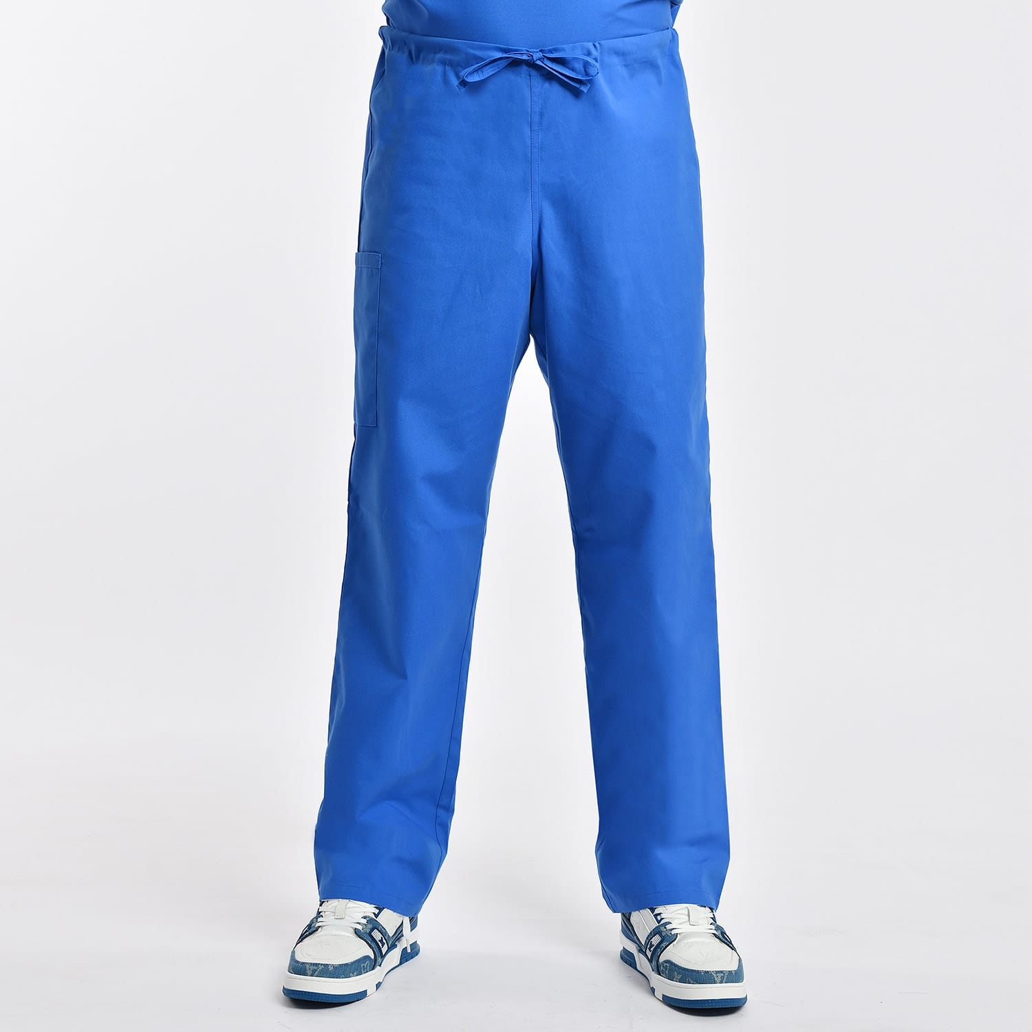Front view of scrub pants showcasing the fit and waist.